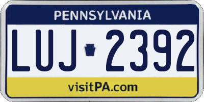 PA license plate LUJ2392