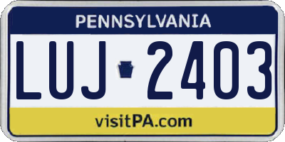 PA license plate LUJ2403