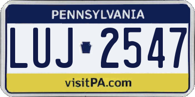 PA license plate LUJ2547