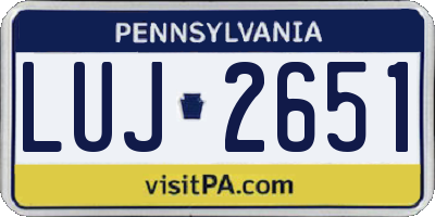PA license plate LUJ2651