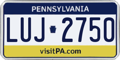 PA license plate LUJ2750