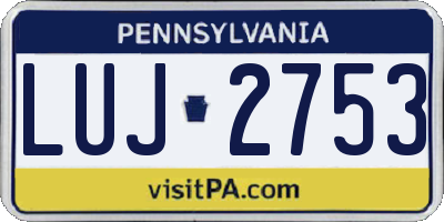 PA license plate LUJ2753