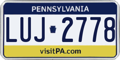 PA license plate LUJ2778
