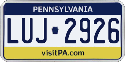 PA license plate LUJ2926