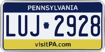 PA license plate LUJ2928