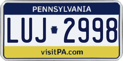 PA license plate LUJ2998