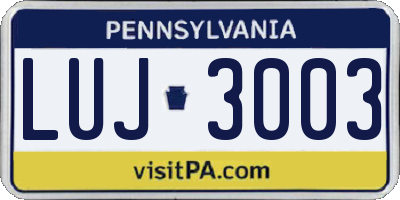 PA license plate LUJ3003