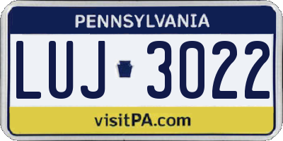 PA license plate LUJ3022