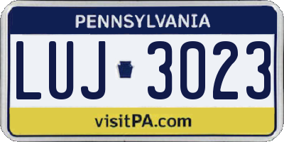 PA license plate LUJ3023