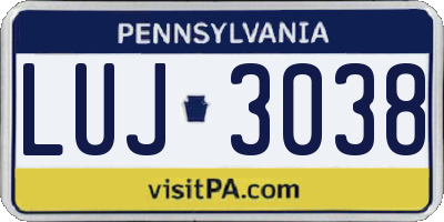PA license plate LUJ3038