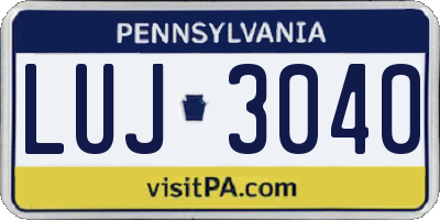 PA license plate LUJ3040