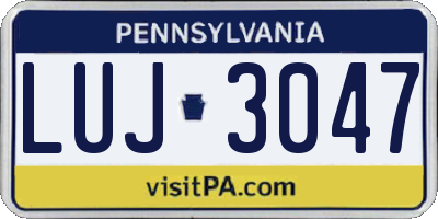 PA license plate LUJ3047