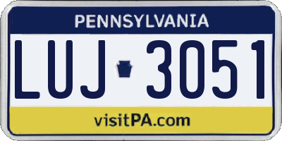 PA license plate LUJ3051