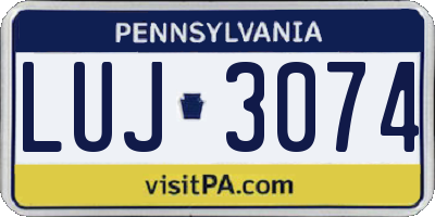 PA license plate LUJ3074