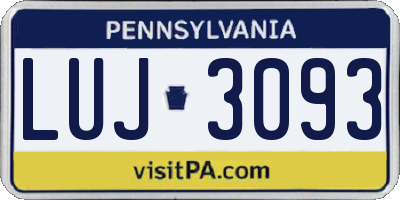 PA license plate LUJ3093