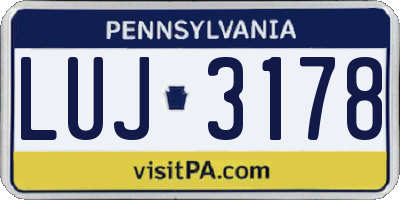 PA license plate LUJ3178