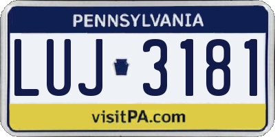 PA license plate LUJ3181