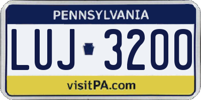 PA license plate LUJ3200