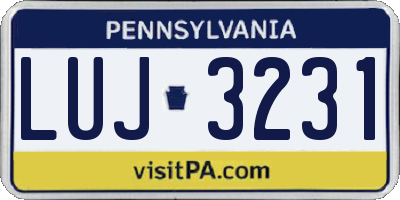 PA license plate LUJ3231