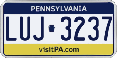 PA license plate LUJ3237