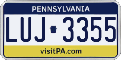 PA license plate LUJ3355