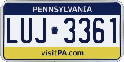 PA license plate LUJ3361