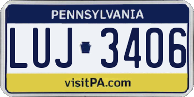 PA license plate LUJ3406
