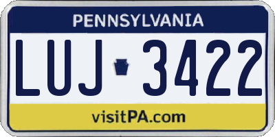 PA license plate LUJ3422