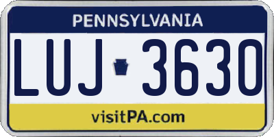 PA license plate LUJ3630