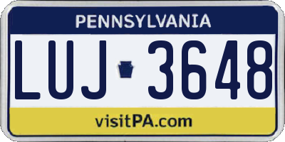 PA license plate LUJ3648