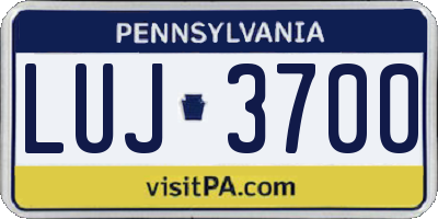 PA license plate LUJ3700