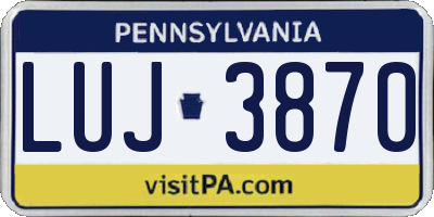 PA license plate LUJ3870