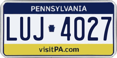PA license plate LUJ4027