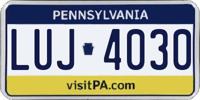 PA license plate LUJ4030