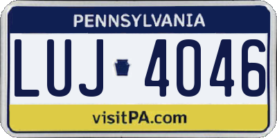 PA license plate LUJ4046