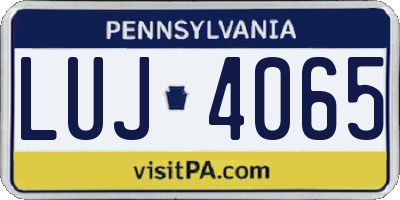 PA license plate LUJ4065