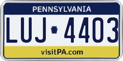 PA license plate LUJ4403