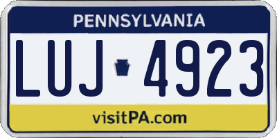 PA license plate LUJ4923