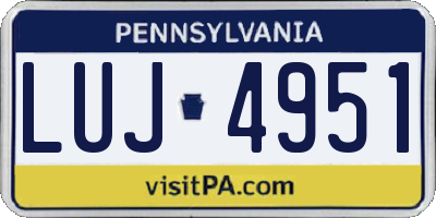 PA license plate LUJ4951