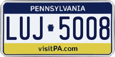 PA license plate LUJ5008