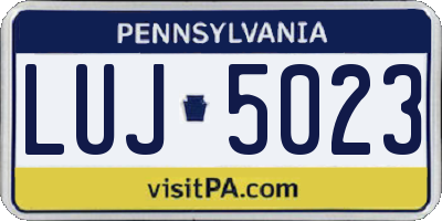 PA license plate LUJ5023