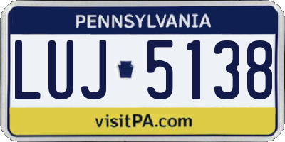 PA license plate LUJ5138