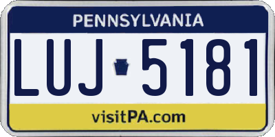 PA license plate LUJ5181
