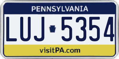 PA license plate LUJ5354