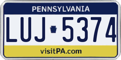 PA license plate LUJ5374