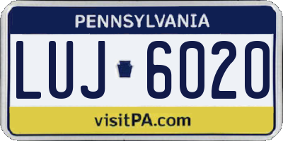 PA license plate LUJ6020