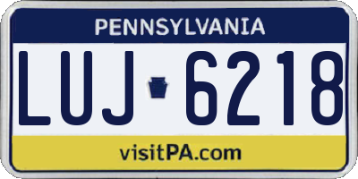 PA license plate LUJ6218