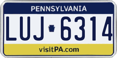 PA license plate LUJ6314