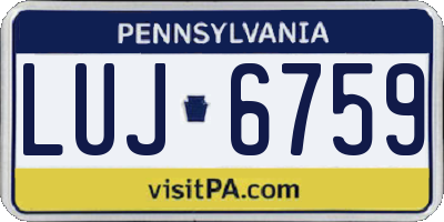 PA license plate LUJ6759