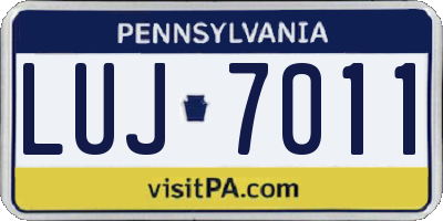 PA license plate LUJ7011